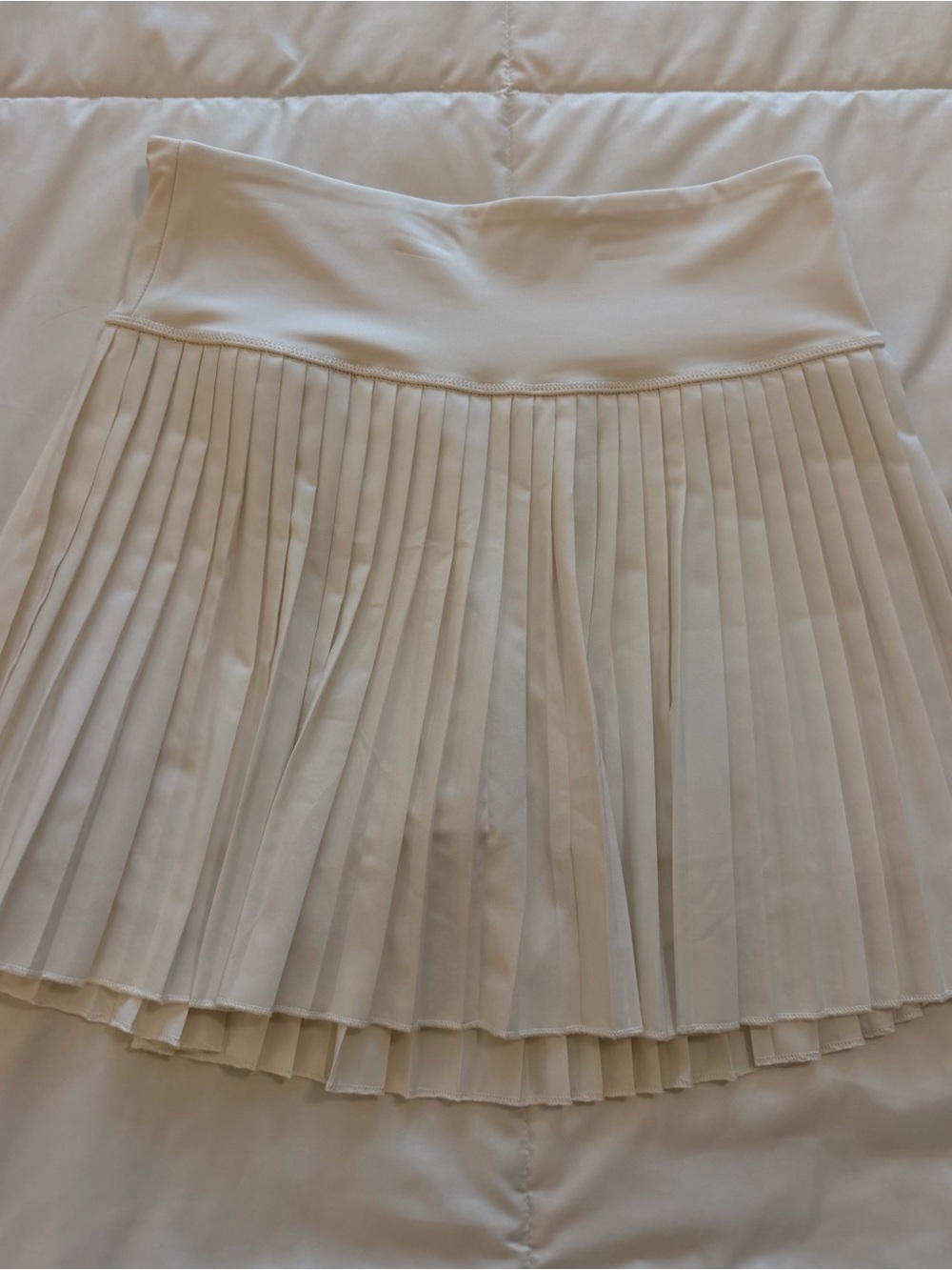 White Pleated Circle Skirt with Smooth Waistband